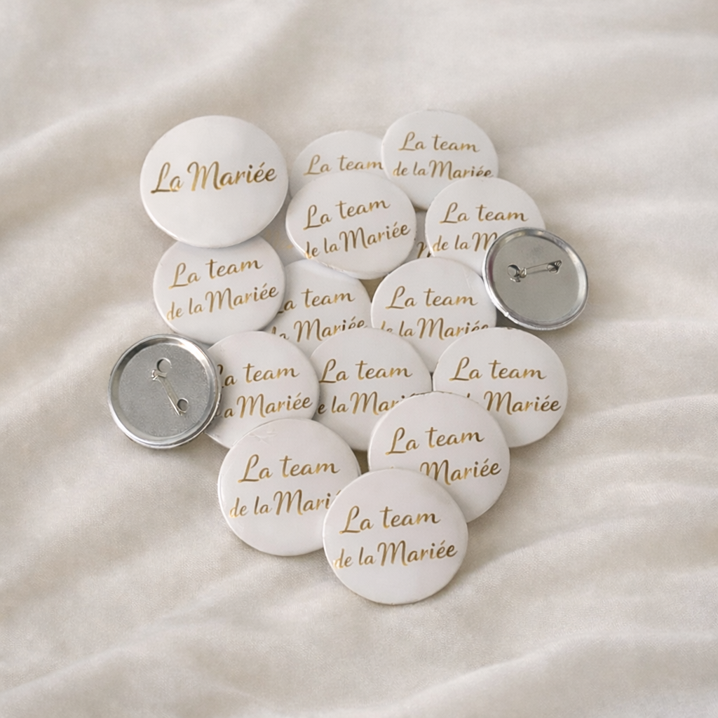 Badges EVJF personnalisés – La Mariée & Team de la Mariée