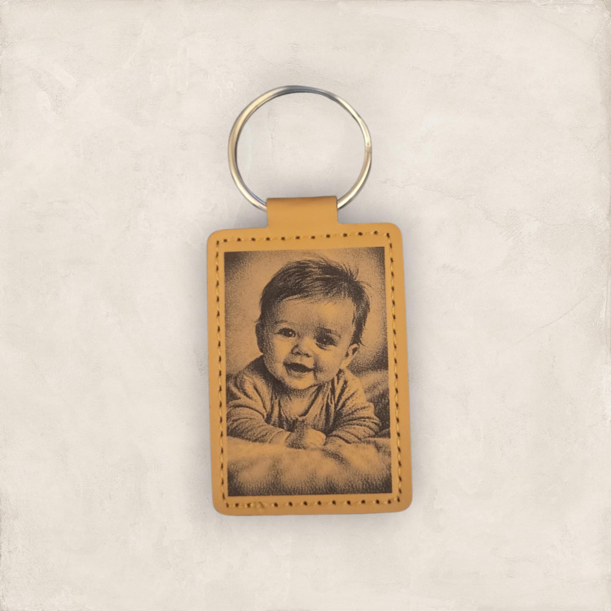 Porte-clé personnalisé – Simili cuir marron