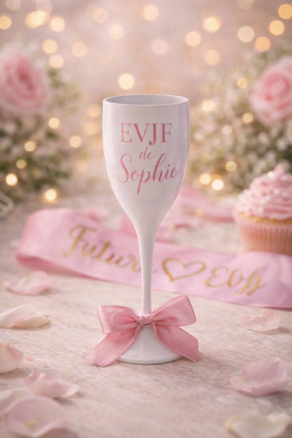 Flûte à champagne personnalisée EVJF – nœud couleur au choix