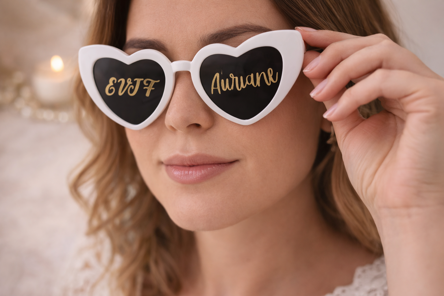 💖 Lunettes cœur personnalisées EVJF – Élégance & fun