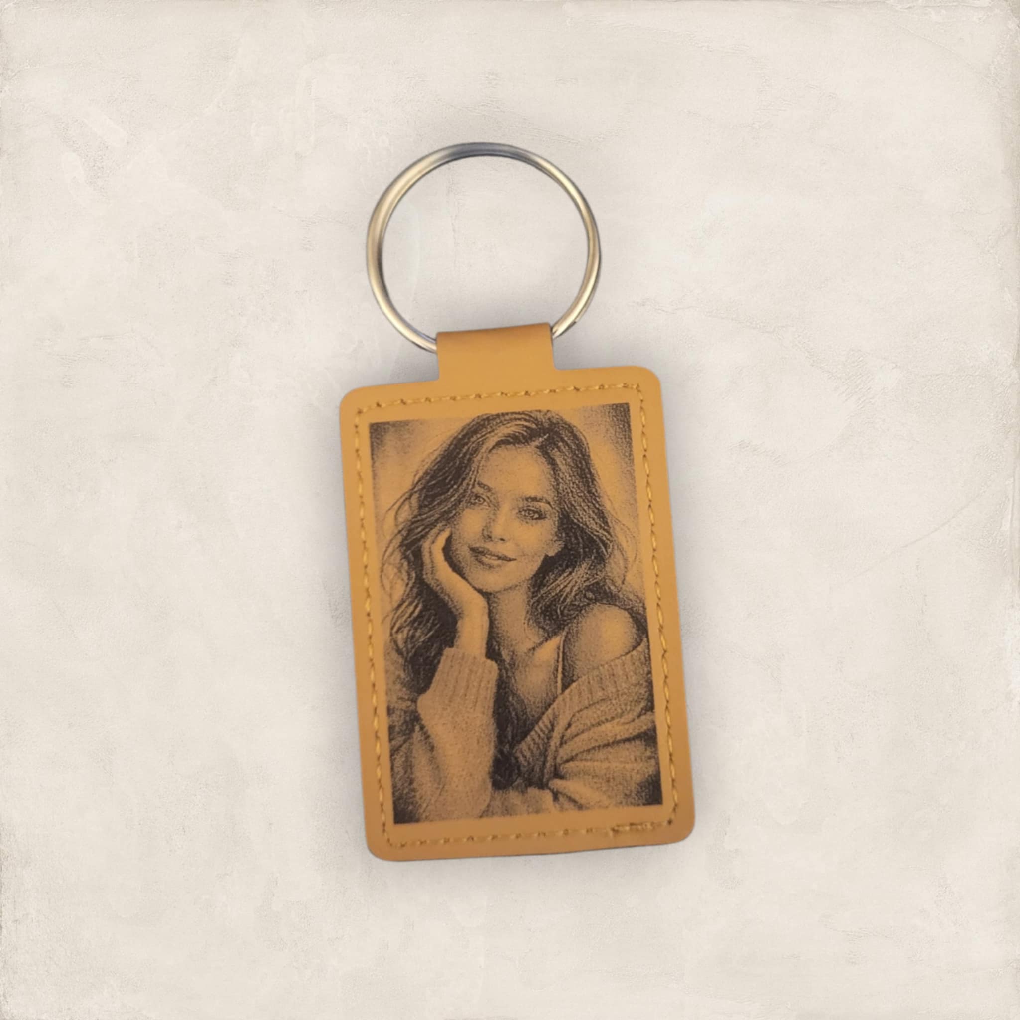 Porte-clé personnalisé – Simili cuir marron