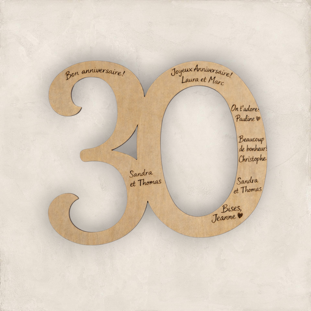 Chiffre anniversaire en bois à signer –  18  à 90 ans