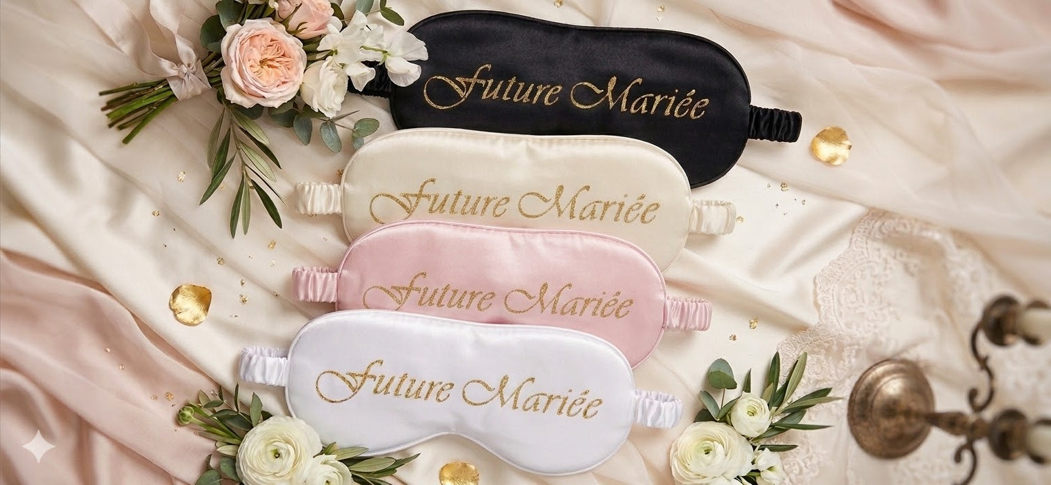 Masque de Nuit en Satin Personnalisé – "Future Mariée" &amp; Personnalisation Sur-Mesure